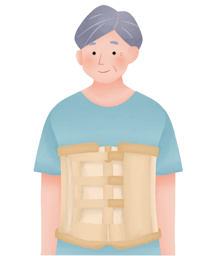 コルセットをつけている多発性骨髄腫患者さん